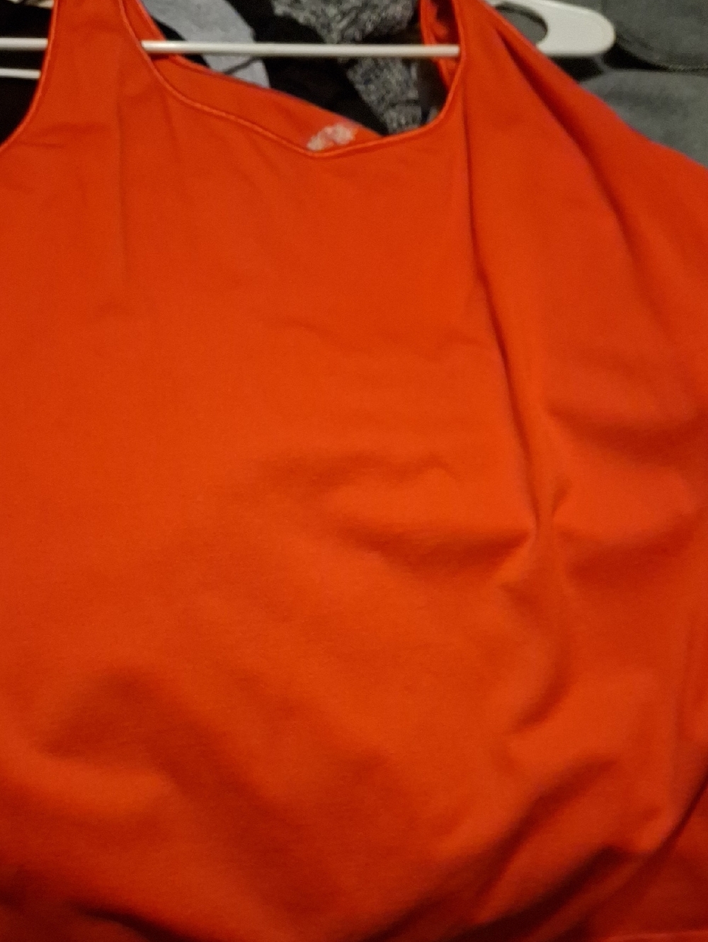 Cato Bright Orange Scoop Tank with Metallic Print